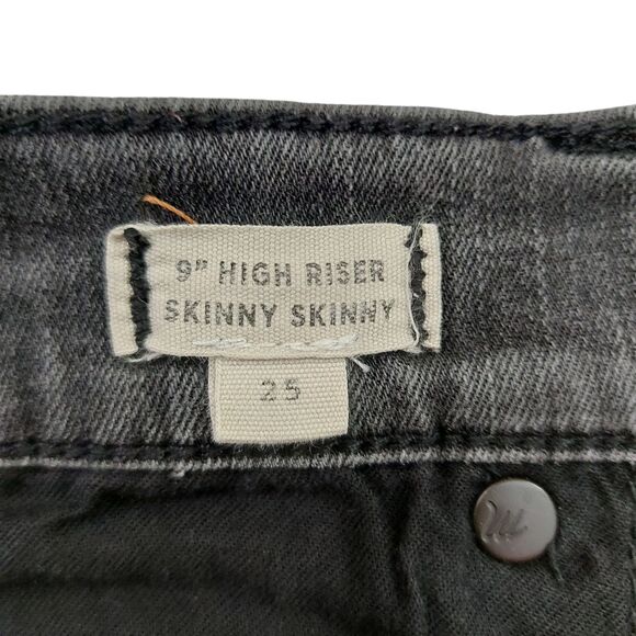 Madewell 9" High Riser Skinny Skinny Jeans Womens 25 Black Stretch Raw Hem - Picture 6 of 12